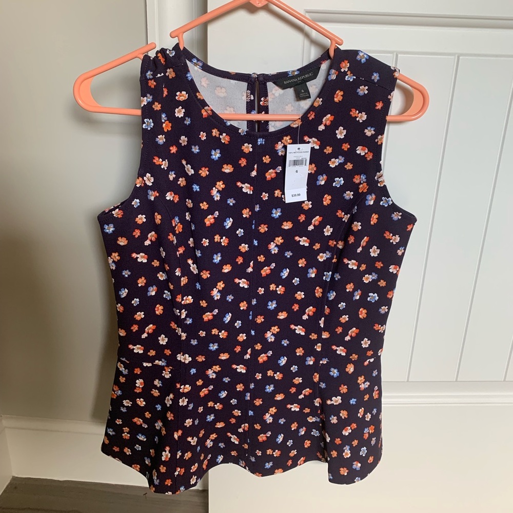 Banana Republic Flower Peplum Top Purple Size 6